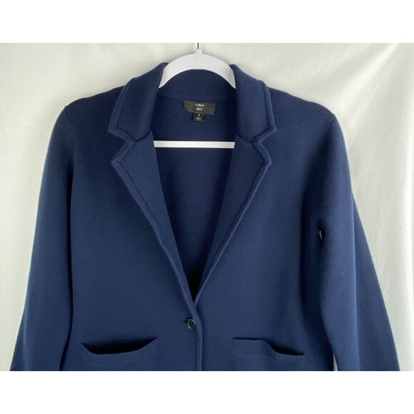 J.Crew 365 Blazer Womens Small Navy Blue Cropped single-button sweater-blazer - Picture 2 of 10
